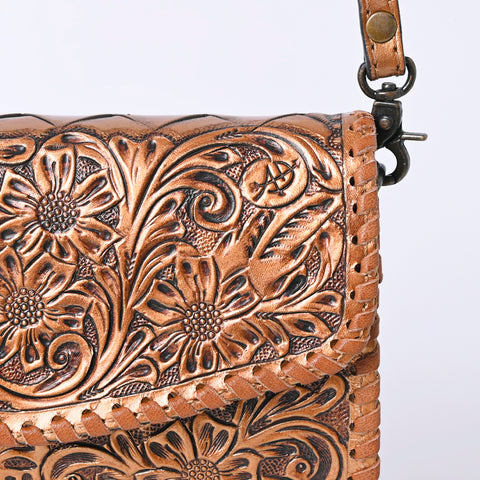 American Darling Hand Tooled Floral Leather Crossbody Bag Western Purse