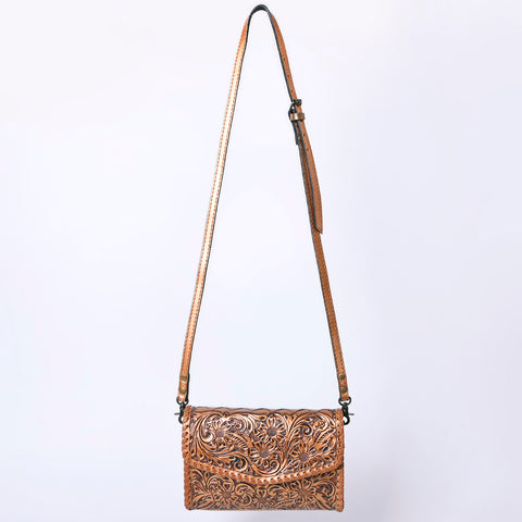 American Darling Hand Tooled Floral Leather Crossbody Bag Western Purse
