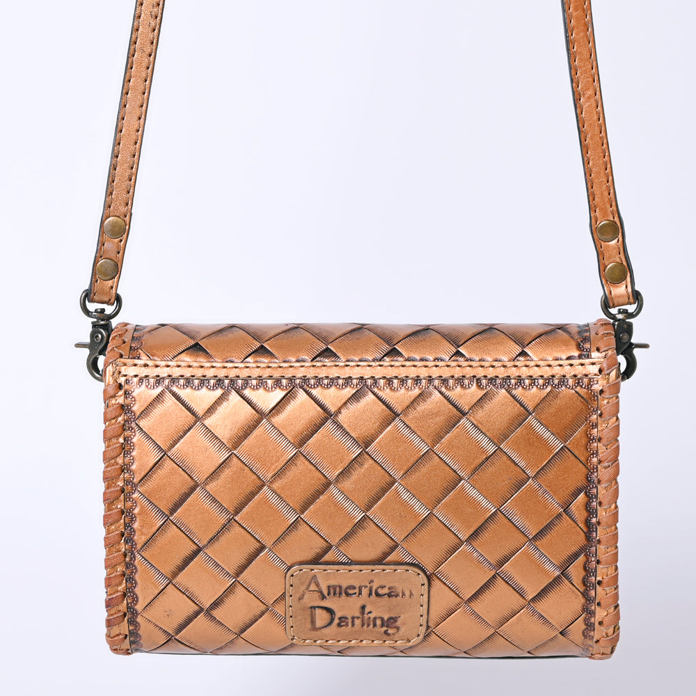 ADBG1133 Hand-Tooled Western Leather Crossbody Wallet-Genuine Cowhide Bag by American Darling