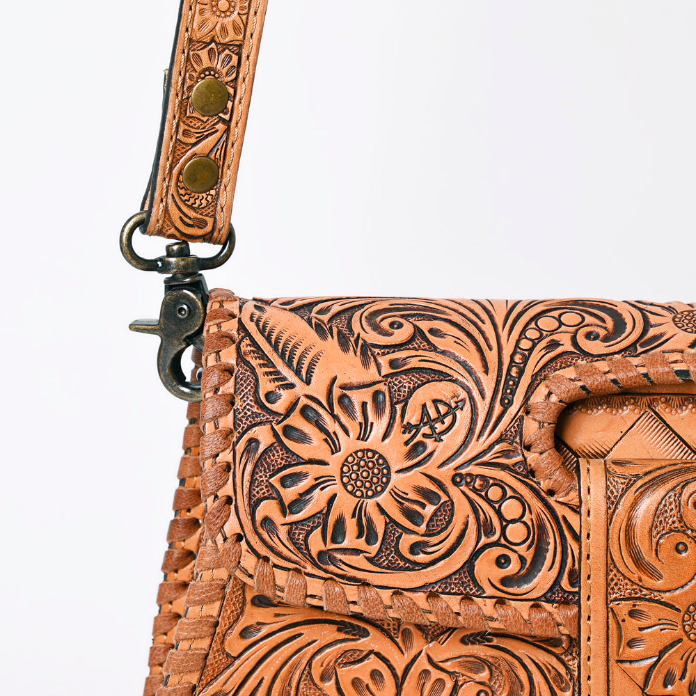American Darling Hand Tooled Floral Leather Wallet Bag Clutch & Crossbody Handbag