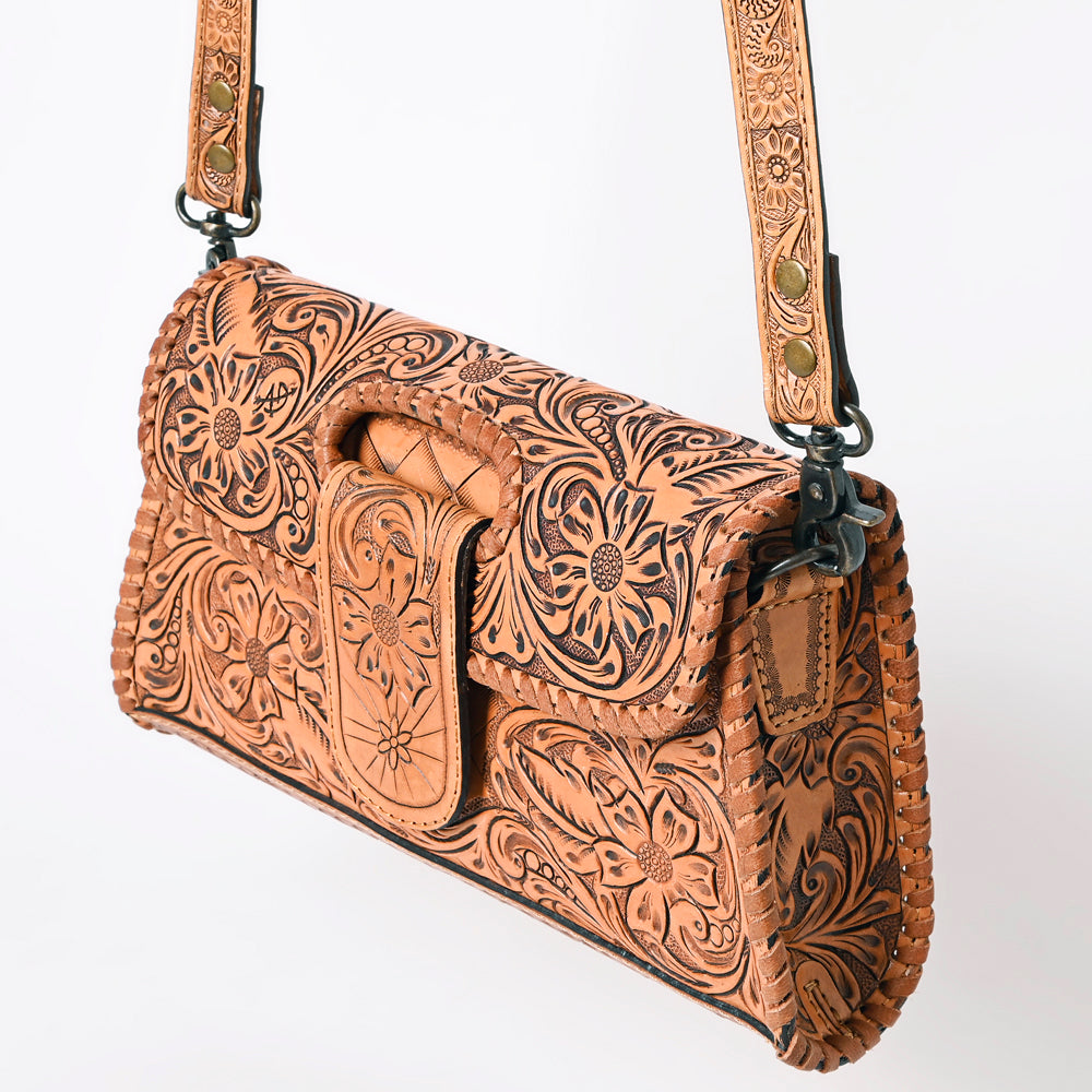 American Darling Hand Tooled Floral Leather Wallet Bag Clutch & Crossbody Handbag
