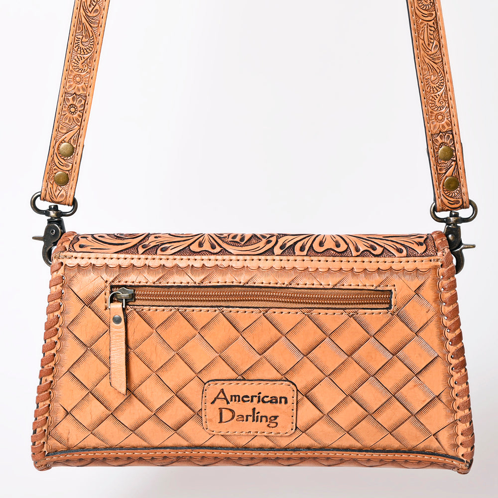 American Darling Hand Tooled Floral Leather Wallet Bag Clutch & Crossbody Handbag