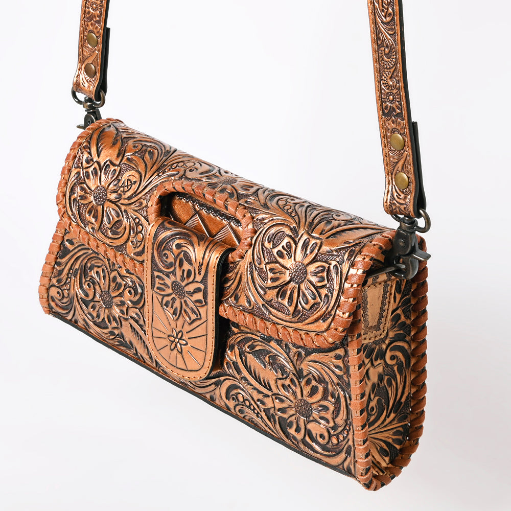 American Darling Hand Tooled Floral Leather Wallet Bag Clutch & Crossbody Handbag