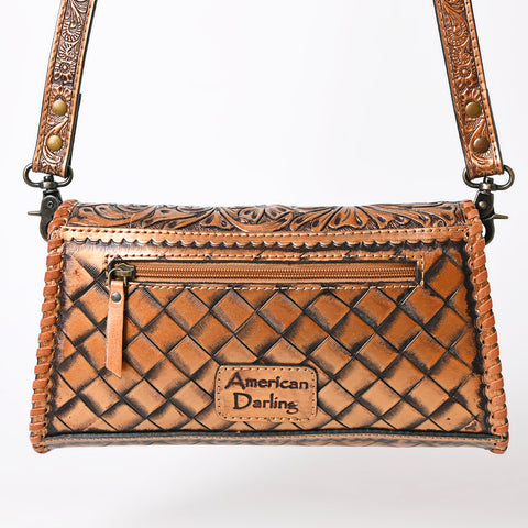 American Darling Hand Tooled Floral Leather Wallet Bag Clutch & Crossbody Handbag