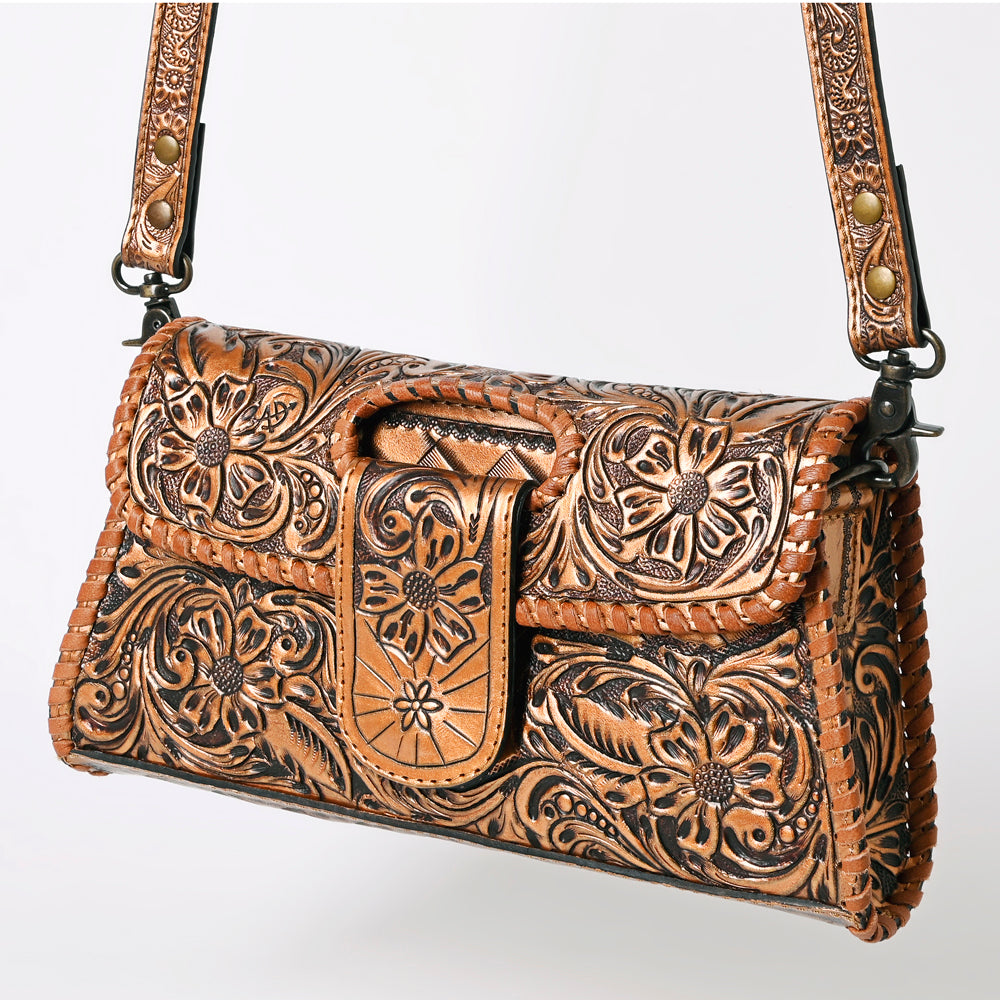 American Darling Hand Tooled Floral Leather Wallet Bag Clutch & Crossbody Handbag