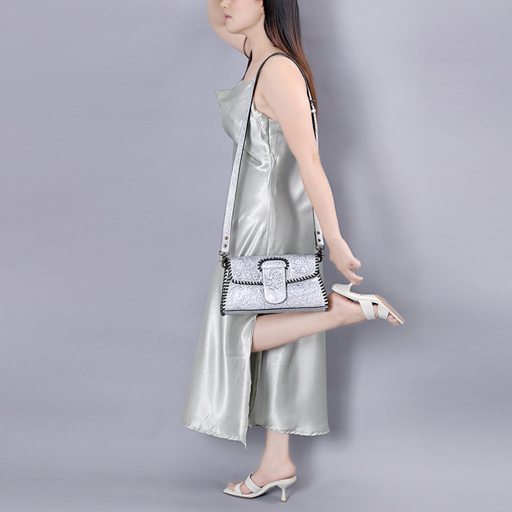 American Darling Hand Tooled Floral Leather Wallet Bag Clutch & Crossbody Handbag