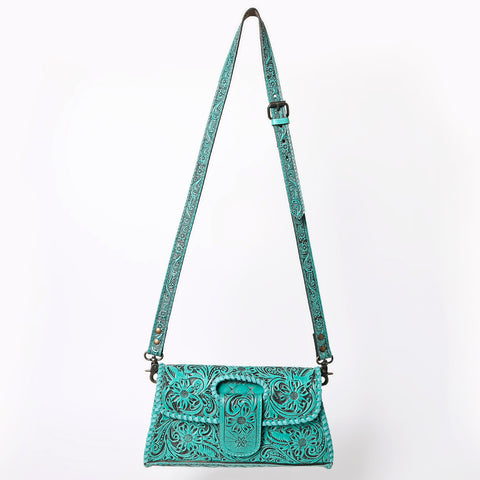 ADBG1134 American Darling Hand Tooled Floral Leather Wallet Bag Clutch & Crossbody Handbag