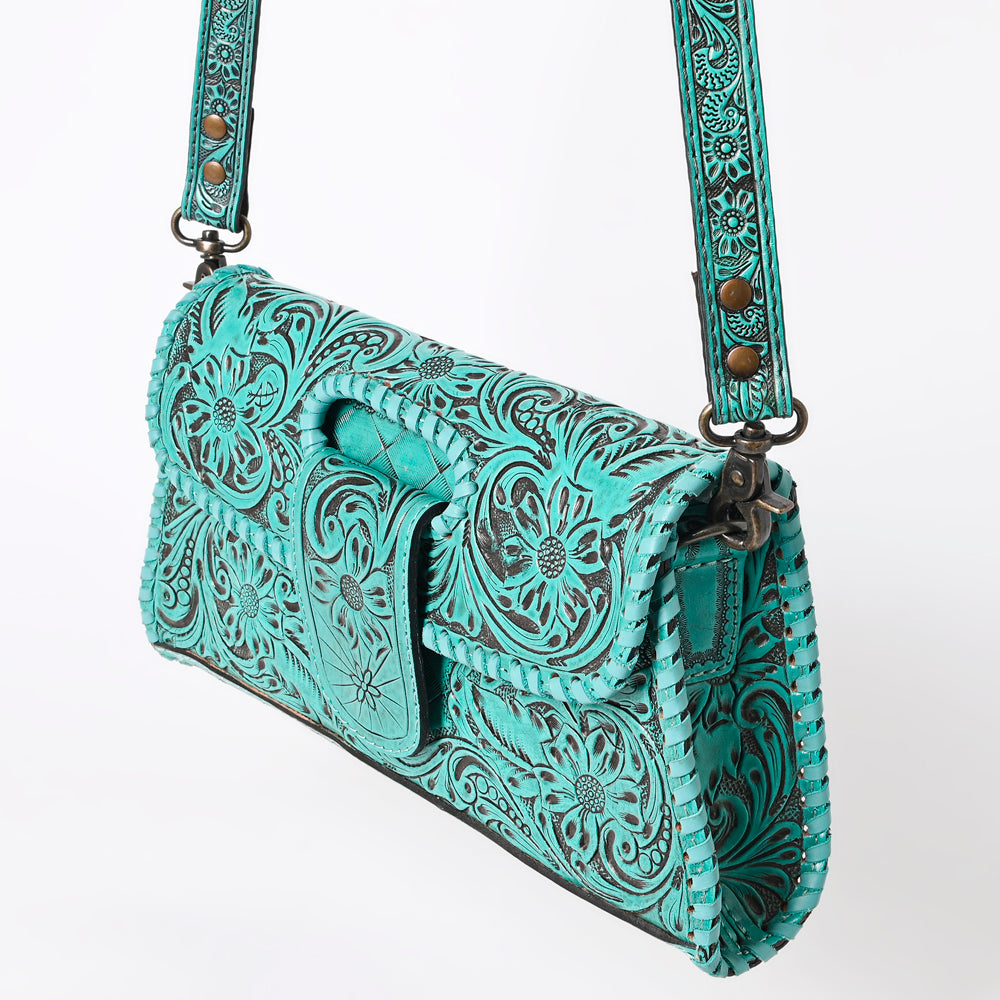 American Darling Hand Tooled Floral Leather Wallet Bag Clutch & Crossbody Handbag