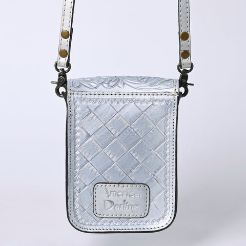 ADBG1135 American Darling Hand Tooled Floral Leather Cell Phone Bag Western Crossbody