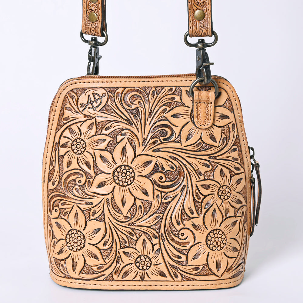 American Darling Hand Tooled Floral Leather Crossbody Bag