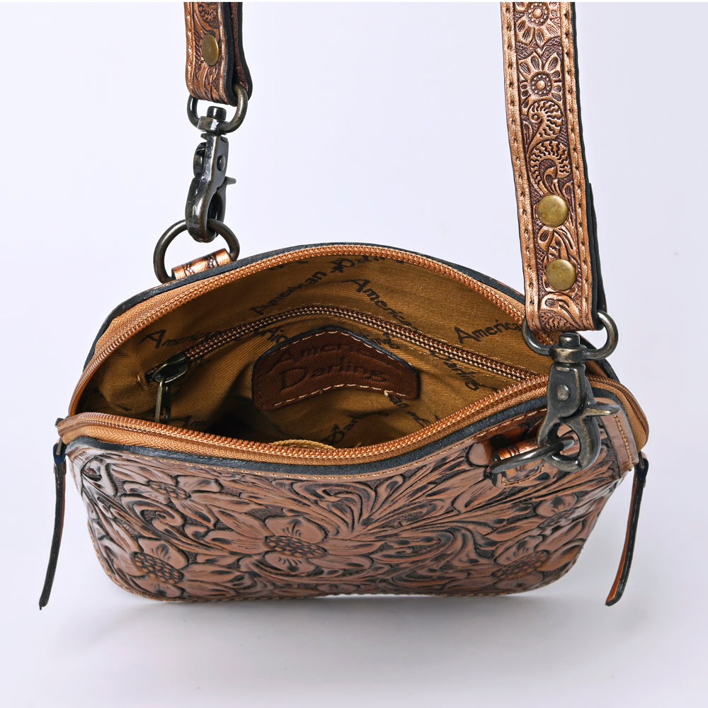 American Darling Hand Tooled Floral Leather Crossbody Bag