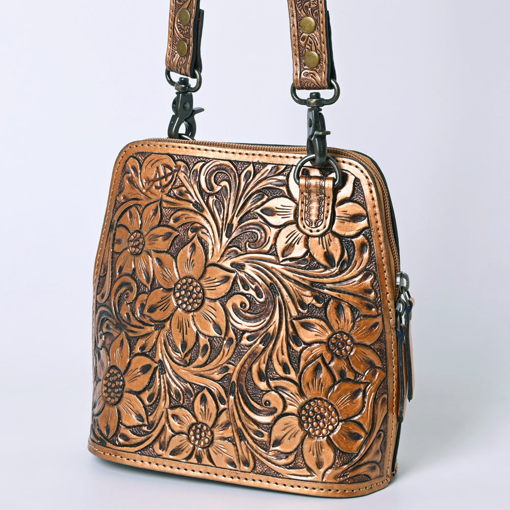 American Darling Hand Tooled Floral Leather Crossbody Bag