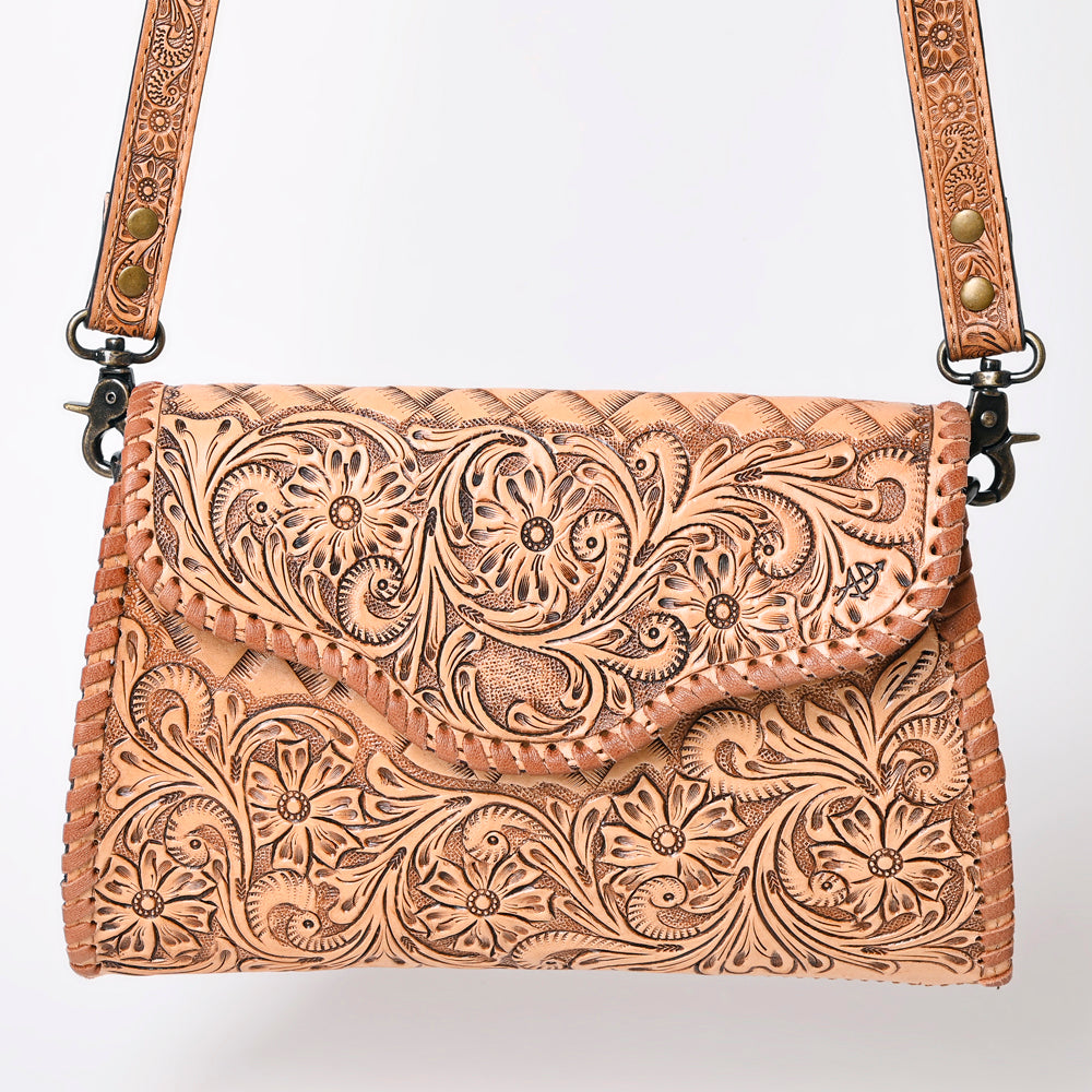 American Darling Hand Tooled Floral Leather Clutch & Crossbody Purse