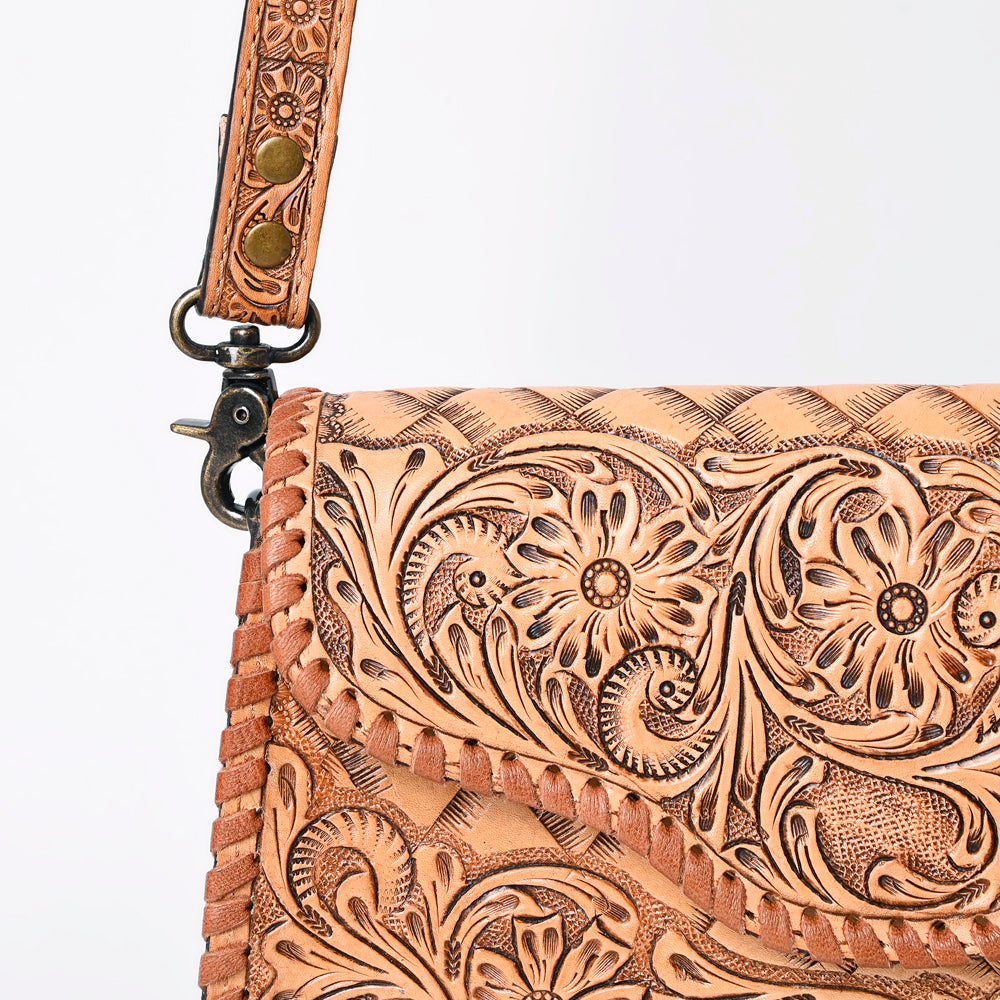 American Darling Hand Tooled Floral Leather Clutch & Crossbody Purse