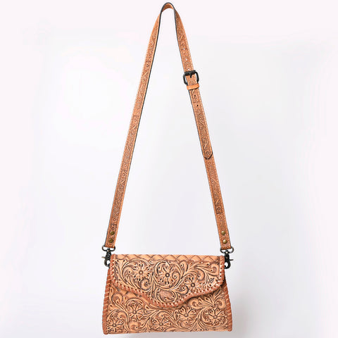 American Darling Hand Tooled Floral Leather Clutch & Crossbody Purse