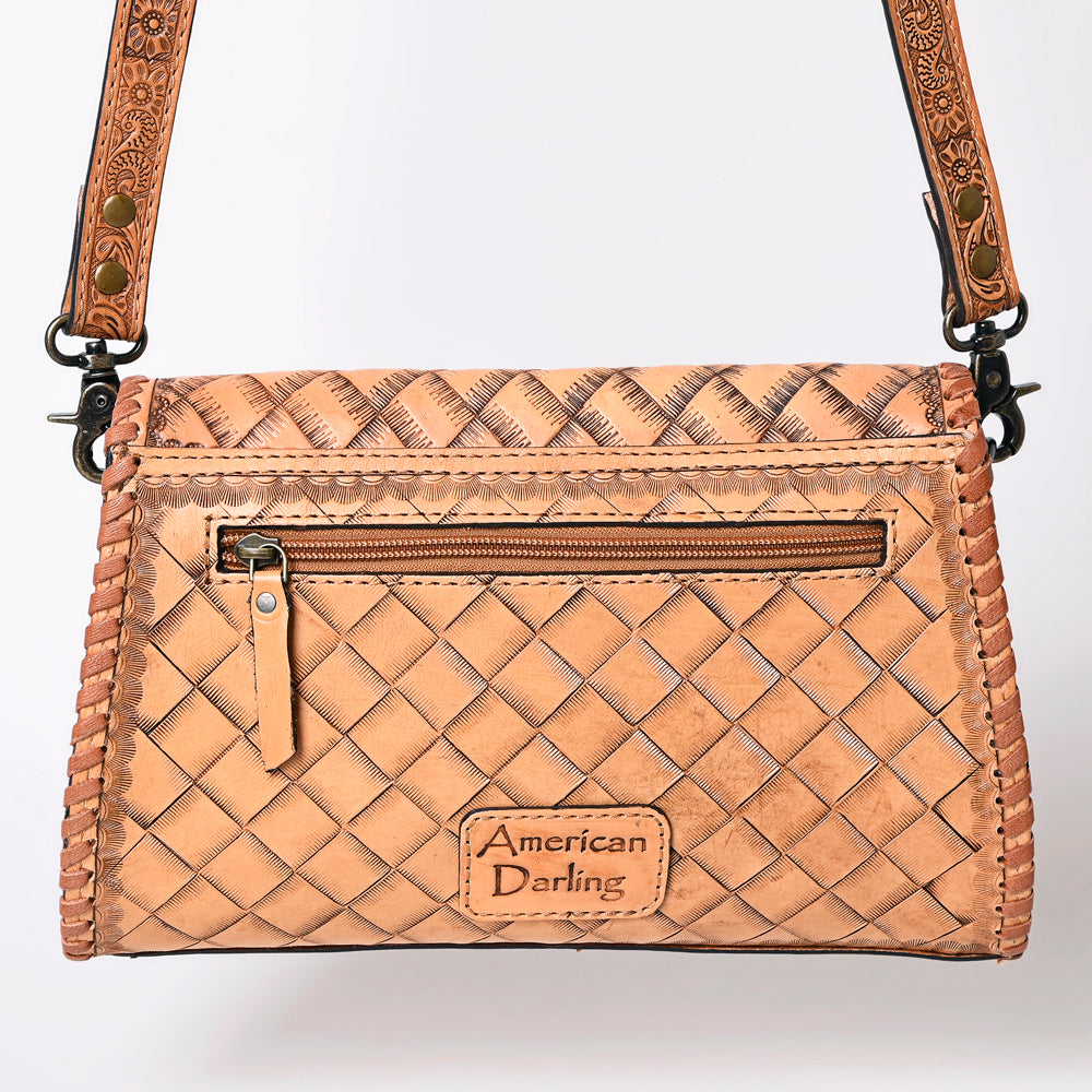 American Darling Hand Tooled Floral Leather Clutch & Crossbody Purse