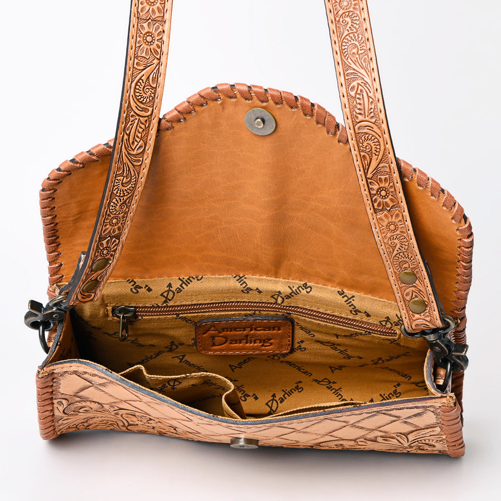 American Darling Hand Tooled Floral Leather Clutch & Crossbody Purse