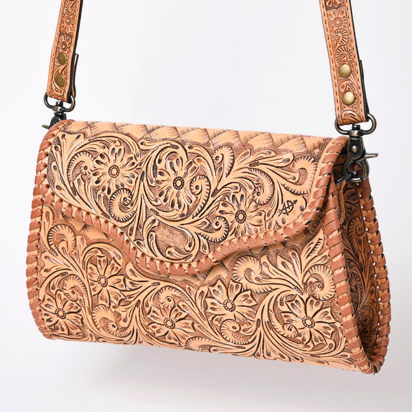 ADBG1137 Hand-Tooled Leather Crossbody Bag - Genuine Western Cowgirl Purse
