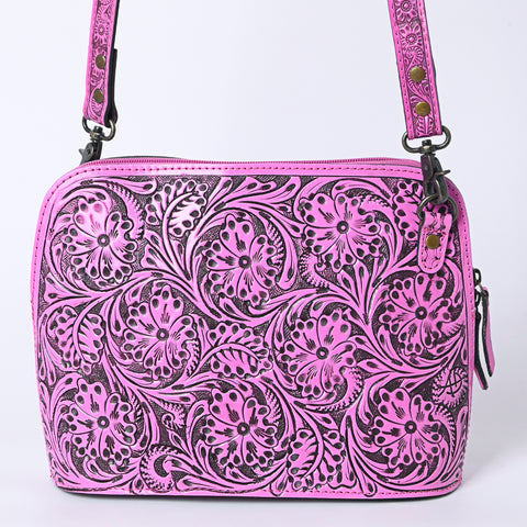 American Darling Pink Hand Tooled Floral Leather Crossbody Bag Western Purse