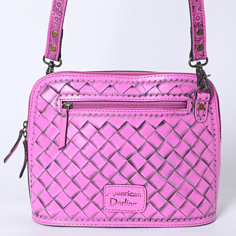 American Darling Pink Hand Tooled Floral Leather Crossbody Bag Western Purse