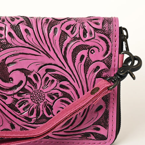 American Darling Hand-Tooled Western Leather Clutch - Genuine Carved Artisan Women Wristlet Bag