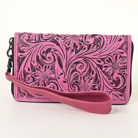 American Darling Hand-Tooled Western Leather Clutch - Genuine Carved Artisan Women Wristlet Bag
