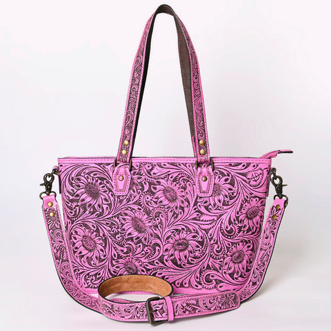 American Darling Pink Hand Tooled Leather Tote -Western Floral Purse