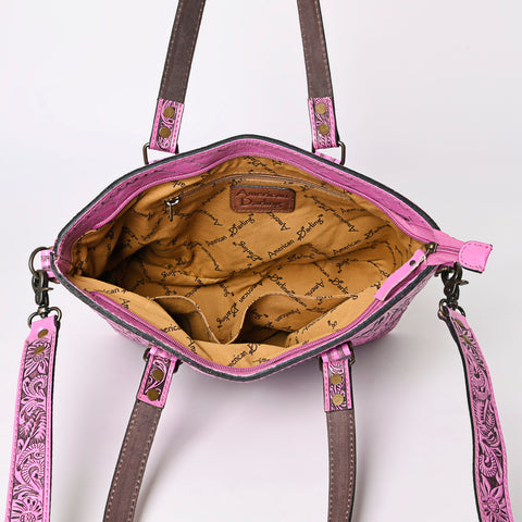 American Darling Pink Hand Tooled Leather Tote -Western Floral Purse