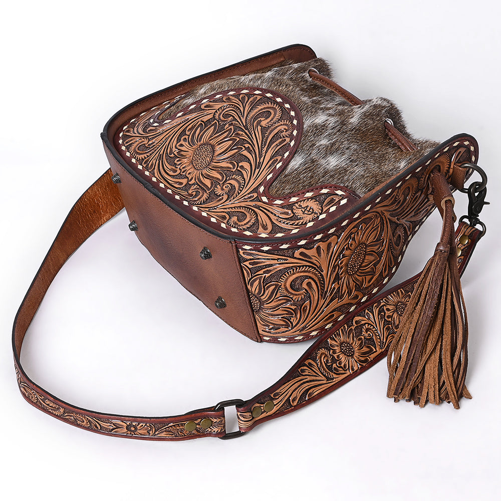 American Darling Hair-On Cowhide & Tooled Leather Hobo Bag | Western Purse