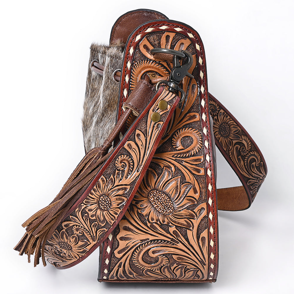 American Darling Hair-On Cowhide & Tooled Leather Hobo Bag | Western Purse