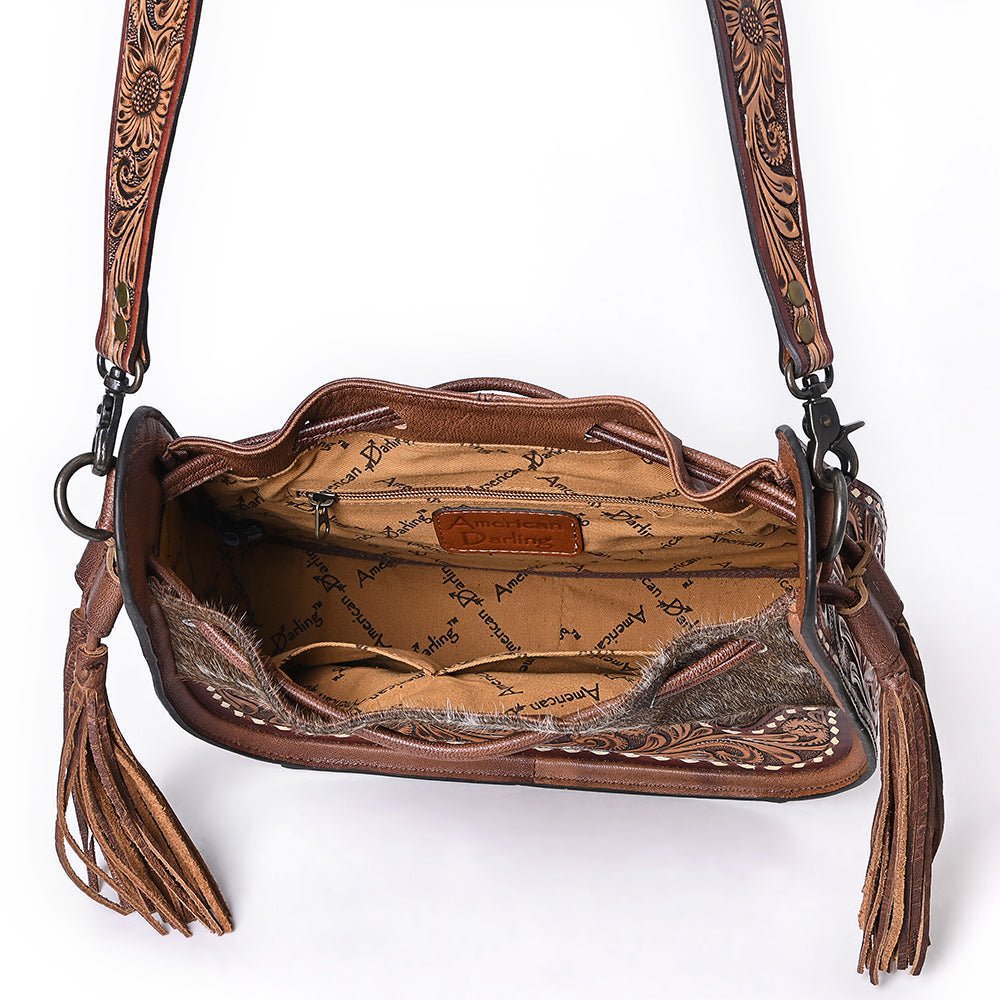 American Darling Hair-On Cowhide & Tooled Leather Hobo Bag | Western Purse