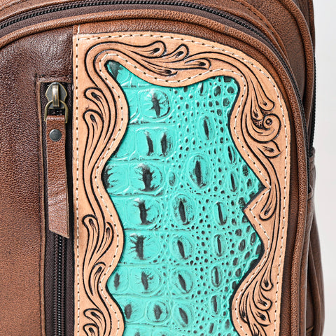 American Darling Tooled Leather Sling Bag -Crocodile Embossed Crossbody
