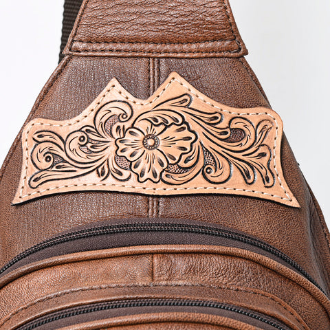 American Darling Tooled Leather Sling Bag -Crocodile Embossed Crossbody