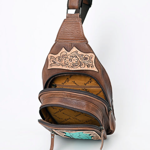 American Darling Tooled Leather Sling Bag -Crocodile Embossed Crossbody