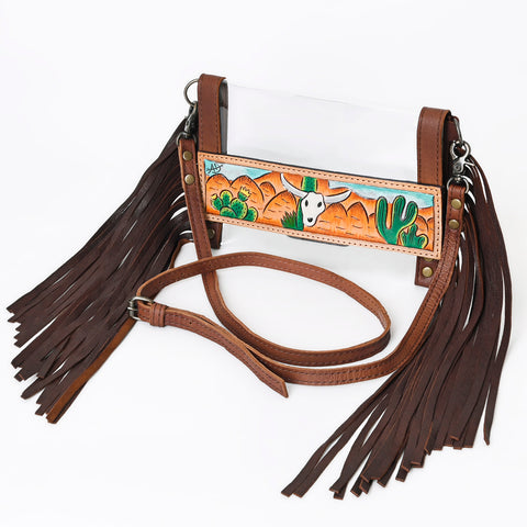 American Darling Hand Painted Clear Bag -Western Fringe Crossbody