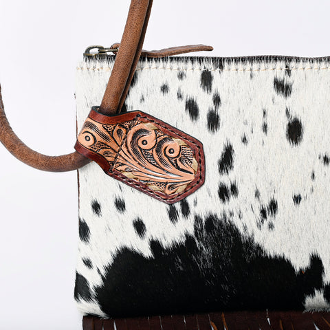 American Darling Cowhide Fringe Wristlet Bag -Western Leather Clutch