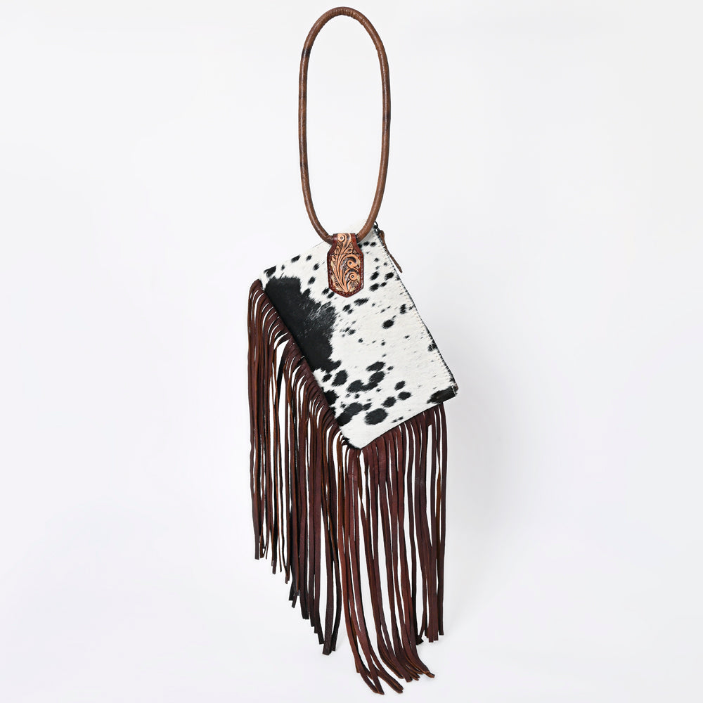 American Darling Cowhide Fringe Wristlet Bag | Western Leather Clutch