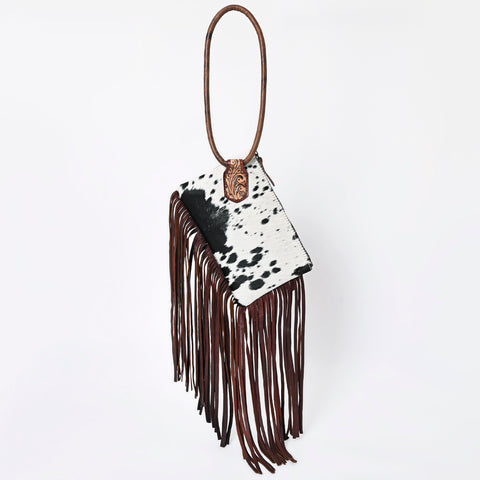 American Darling Cowhide Fringe Wristlet Bag -Western Leather Clutch