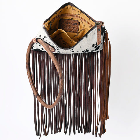 American Darling Cowhide Fringe Wristlet Bag -Western Leather Clutch