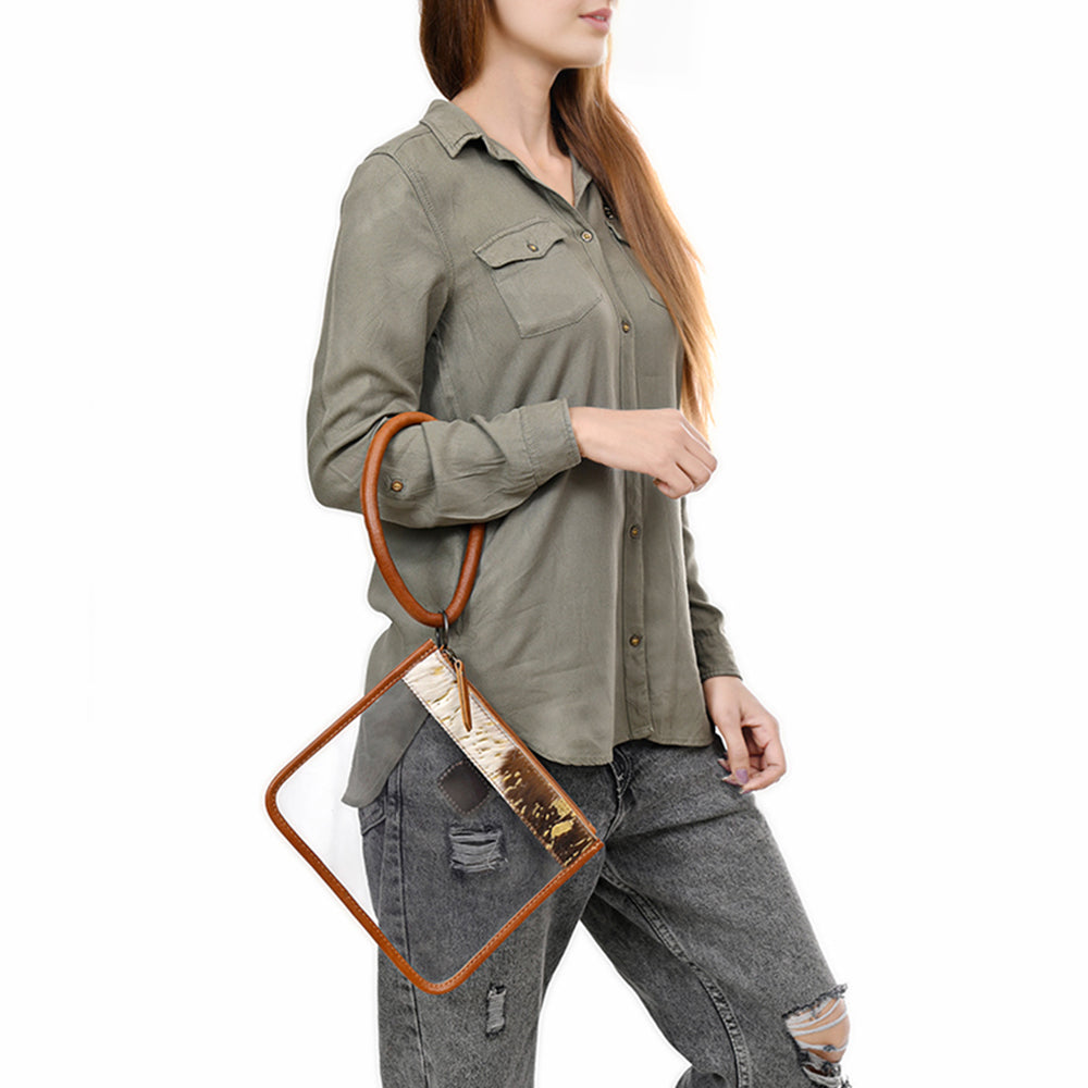 ADBG1159 Clear Stadium Bag with Genuine Cowhide Trim & Leather Round Handles - American Darling