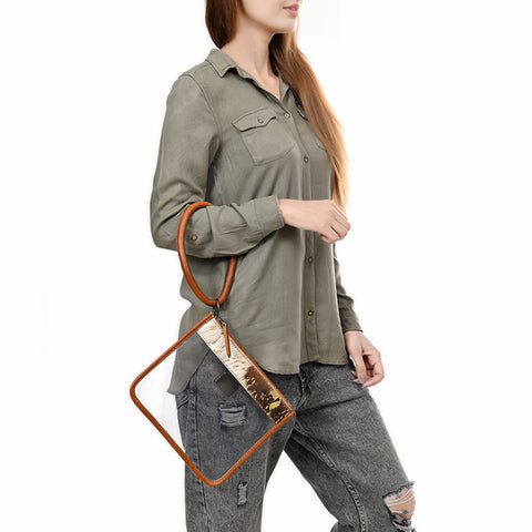 American Darling Cowhide Clear Bag -Western Wristlet Clutch