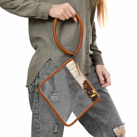 American Darling Cowhide Clear Bag -Western Wristlet Clutch