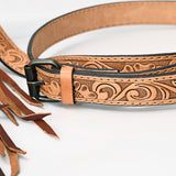 LC-ADBG1163 Clear Fringe Crossbody Bag with Turquoise Tooled Leather - Stadium Approved by American Darling
