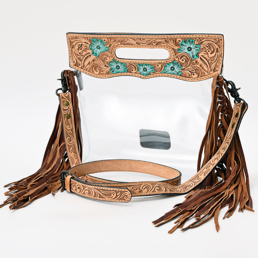 American Darling Tooled Clear Bag with Fringe | Floral Crossbody Bag