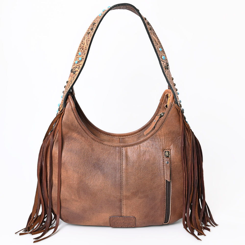 American Darling Crocodile Embossed Hobo Bag | Western Fringe Handbag Genuine Leather