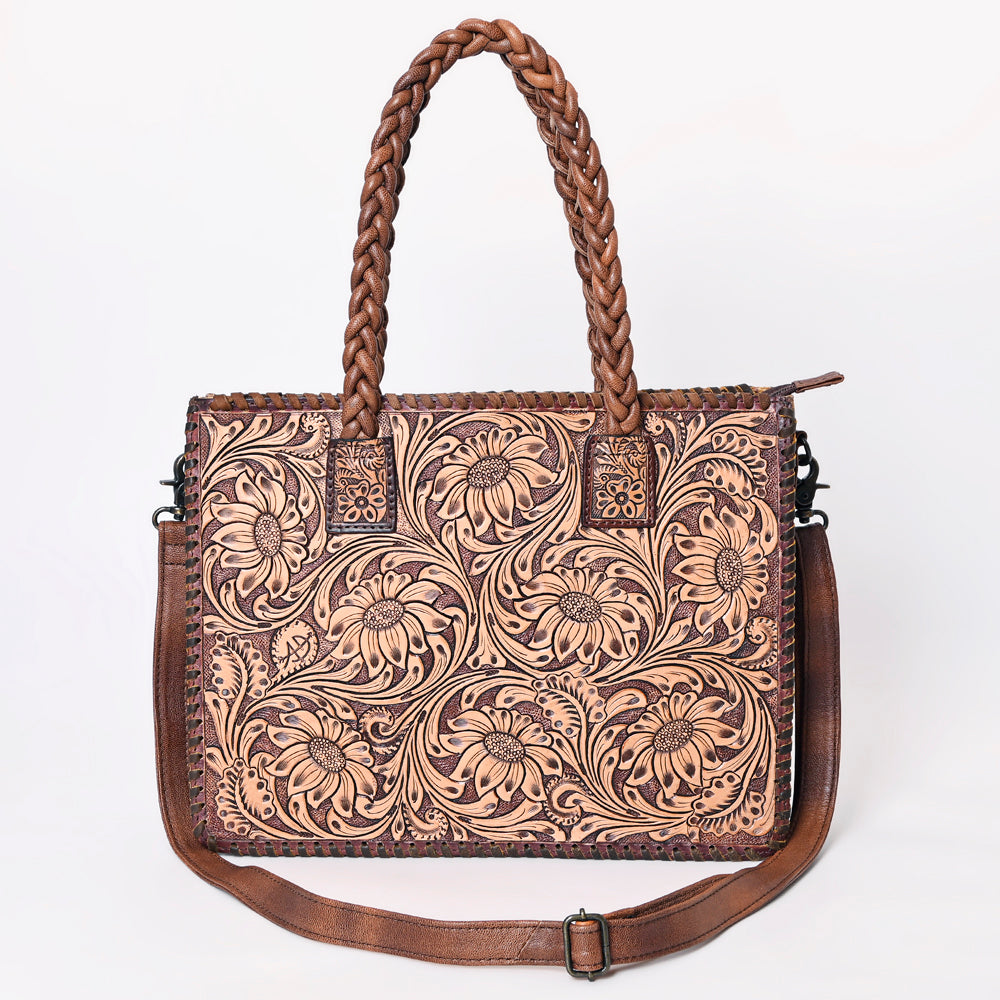 American Darling Hand Tooled Floral Leather Tote | Western Briefcase Bag