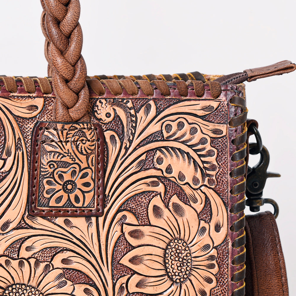 American Darling Hand Tooled Floral Leather Tote | Western Briefcase Bag