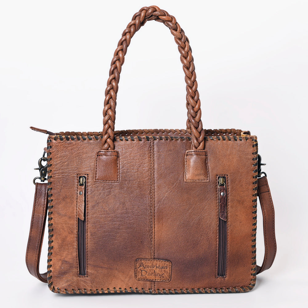 American Darling Hand Tooled Floral Leather Tote | Western Briefcase Bag