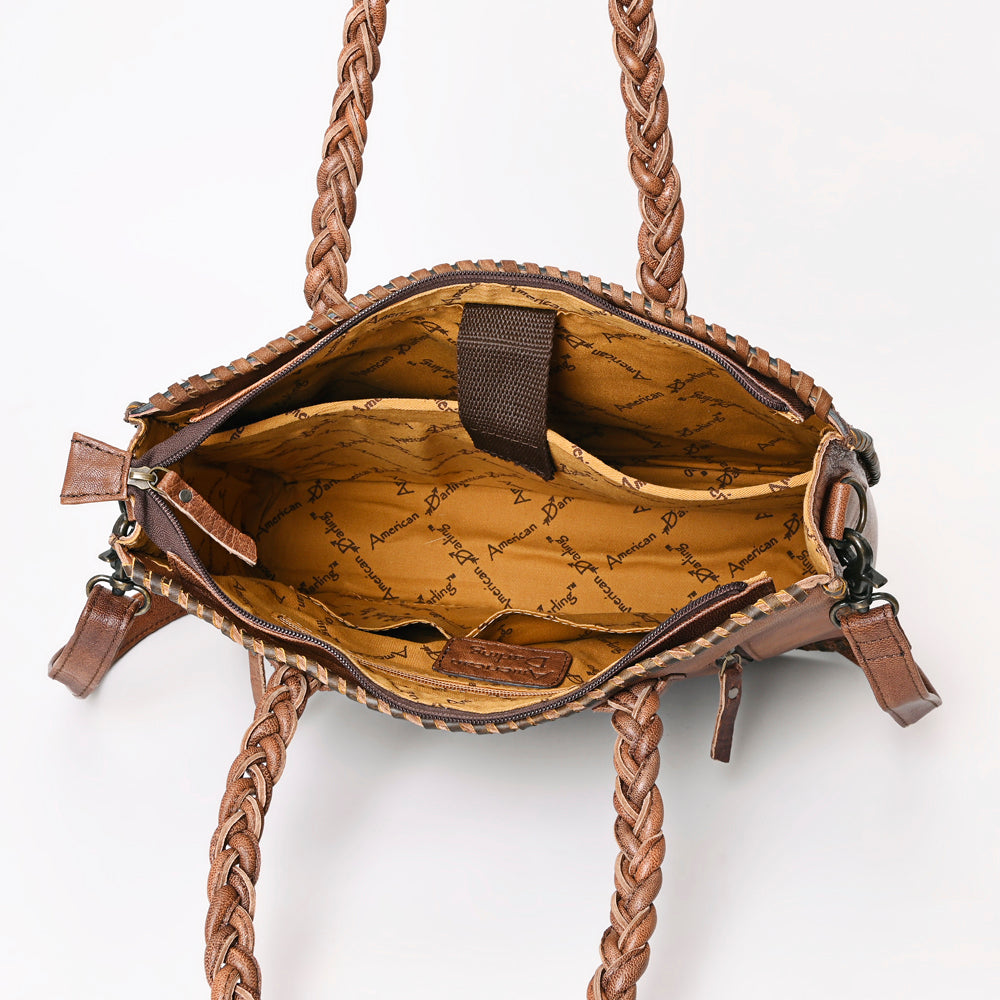 American Darling Hand Tooled Floral Leather Tote | Western Briefcase Bag