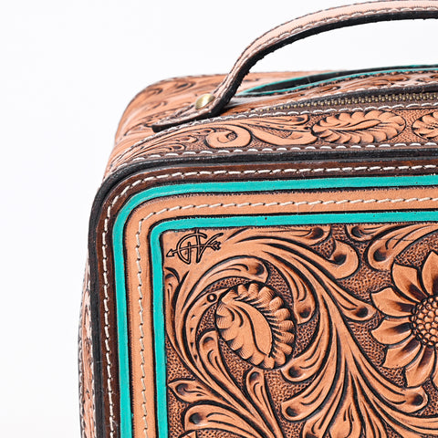 American Darling Hand Tooled Leather Hair-On Cowhide Jewelry Case